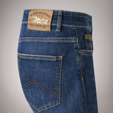 Medium Light Regular Jeans with Leather Details