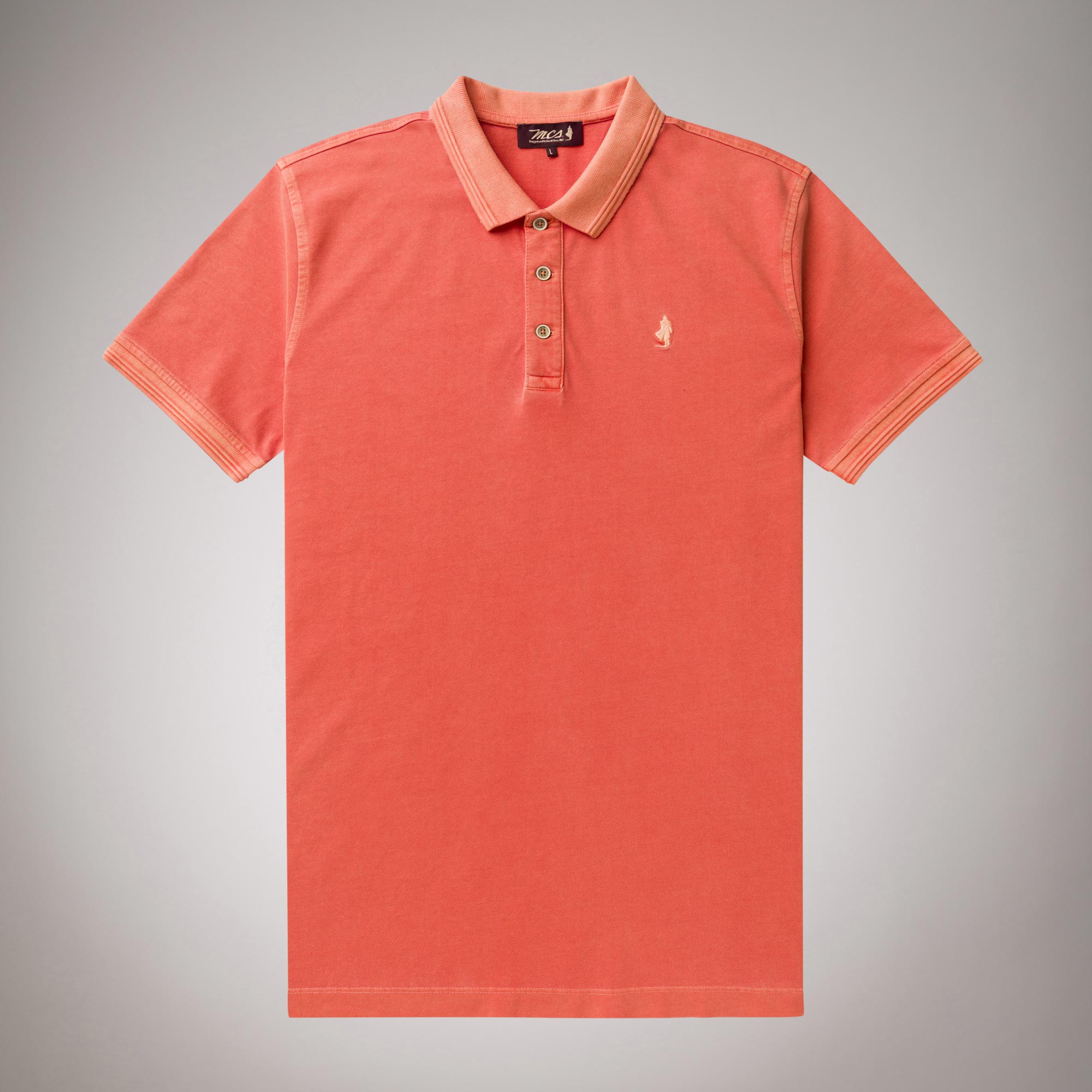 Overdyed colored polo shirt in stretch cotton