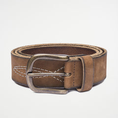 Leather belt with decorative stitching