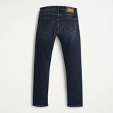 Jeans Blu-Nero con Dettagli in Pelle Regular