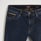 Jeans Blu-Nero con Dettagli in Pelle Regular