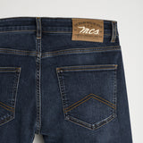 Jeans Blu-Nero con Dettagli in Pelle Regular