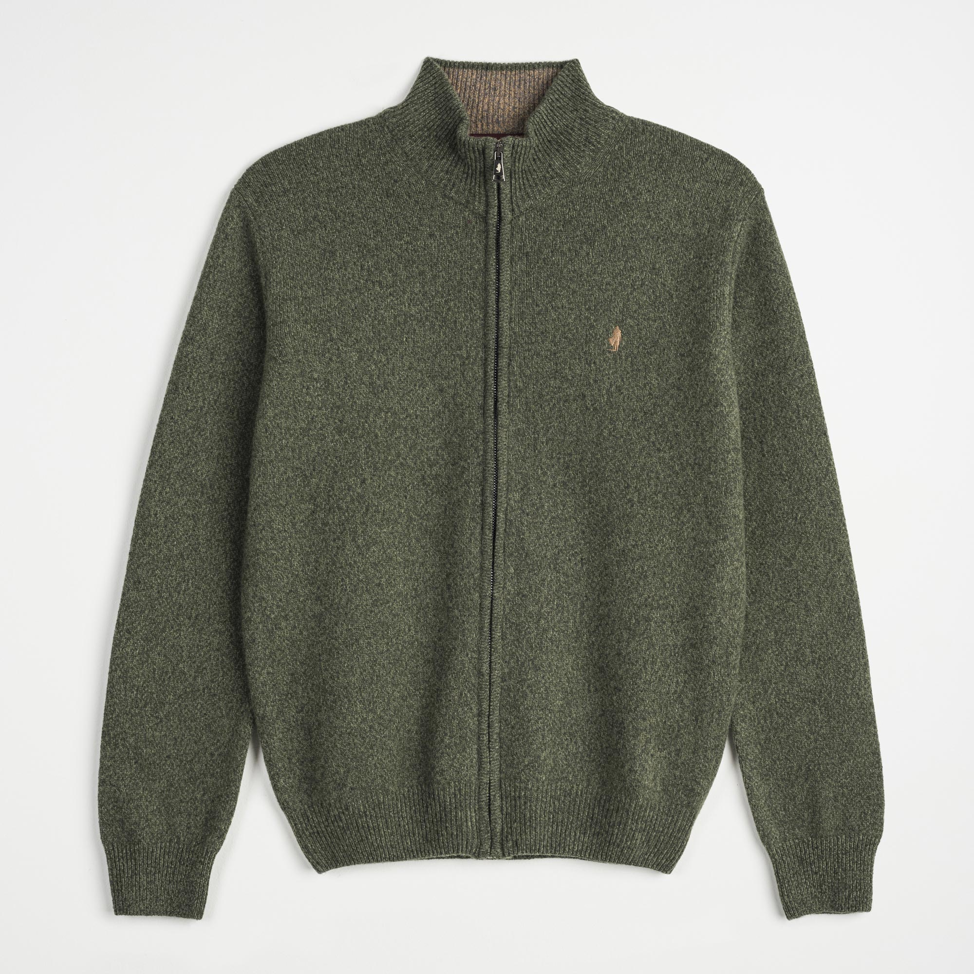 Full Zip Sweater in Mélange Wool