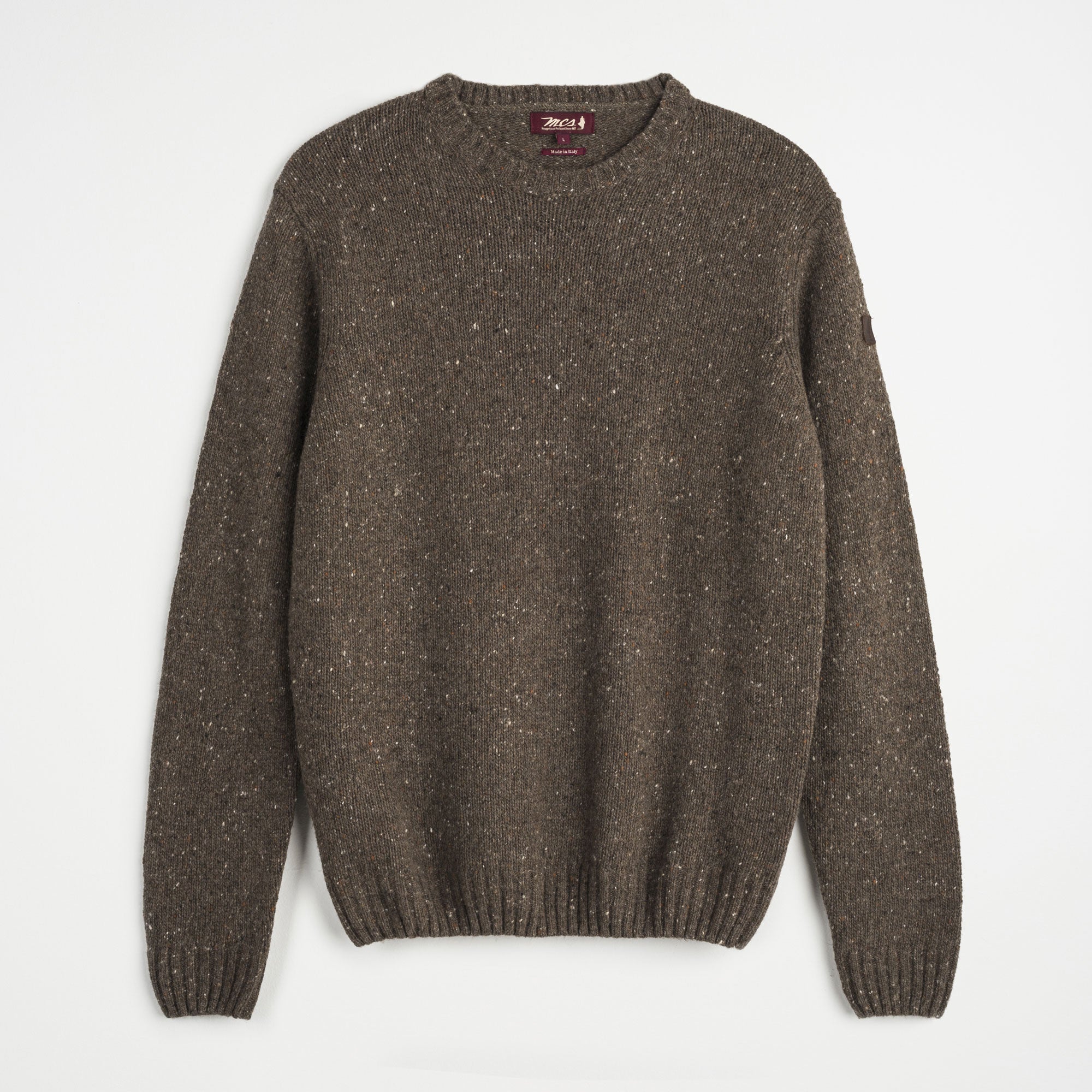 Crew Neck Pullover in Mixed Neppy Wool