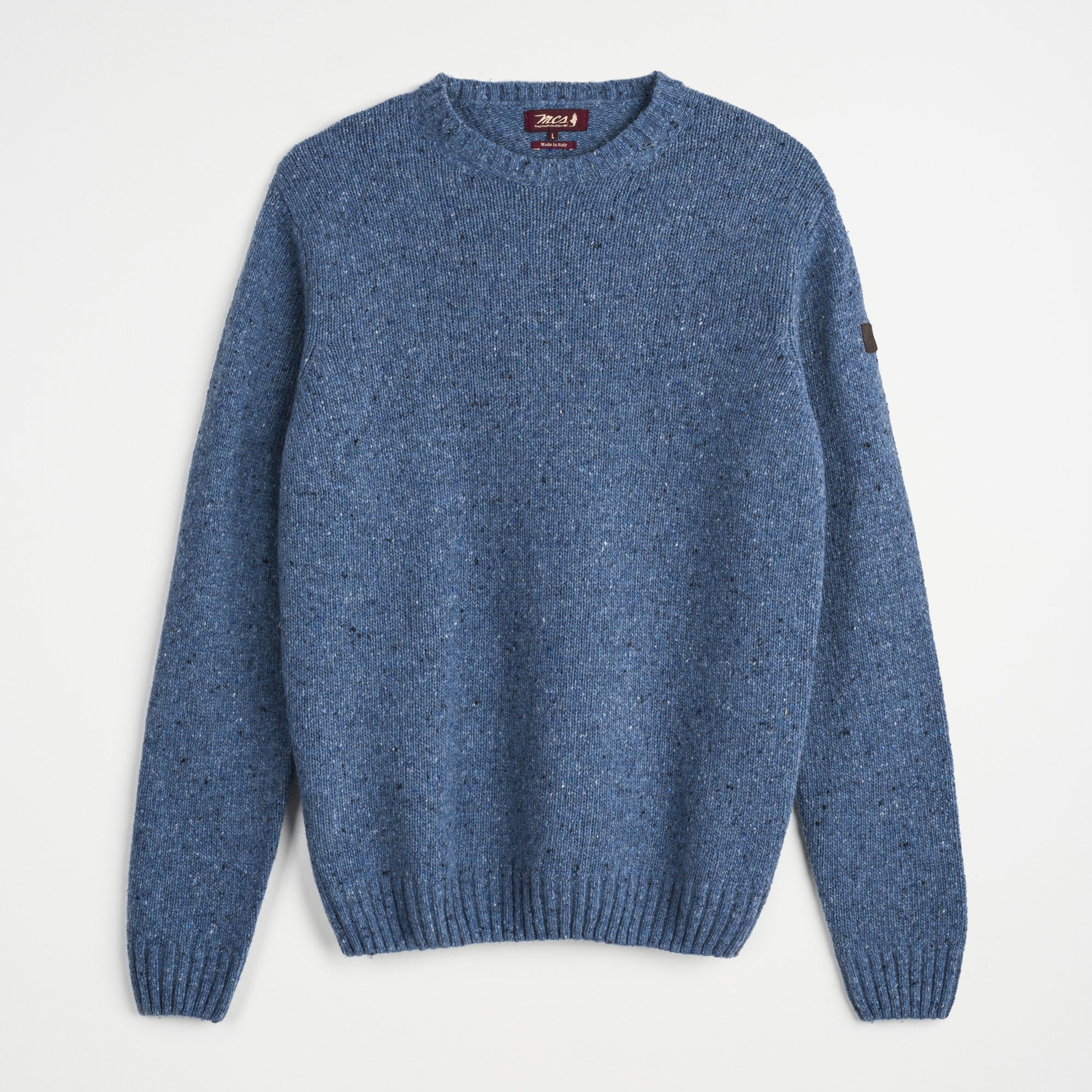 Crew Neck Pullover in Mixed Neppy Wool