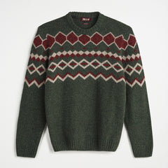 Wool Jacquard Crew Neck Sweater