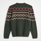 Wool Jacquard Crew Neck Sweater