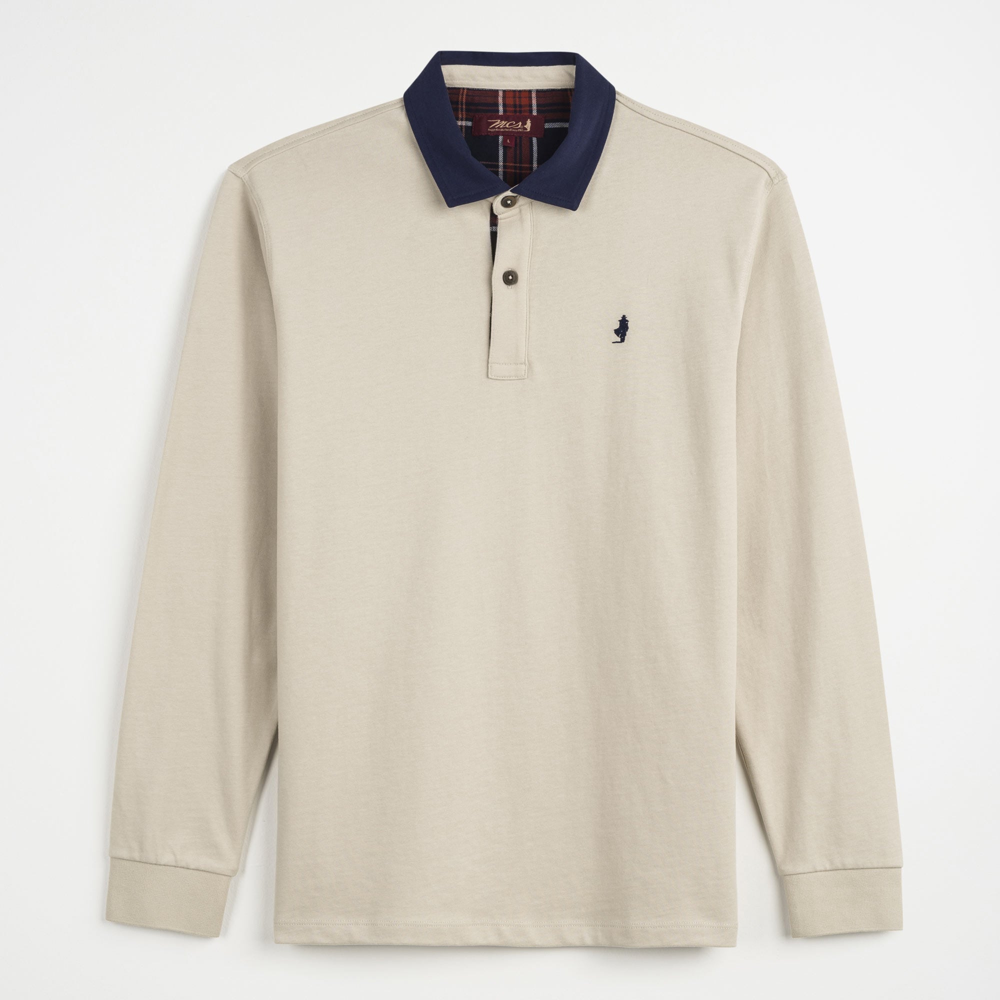 Long Sleeve Polo Shirt with Contrasting Collar