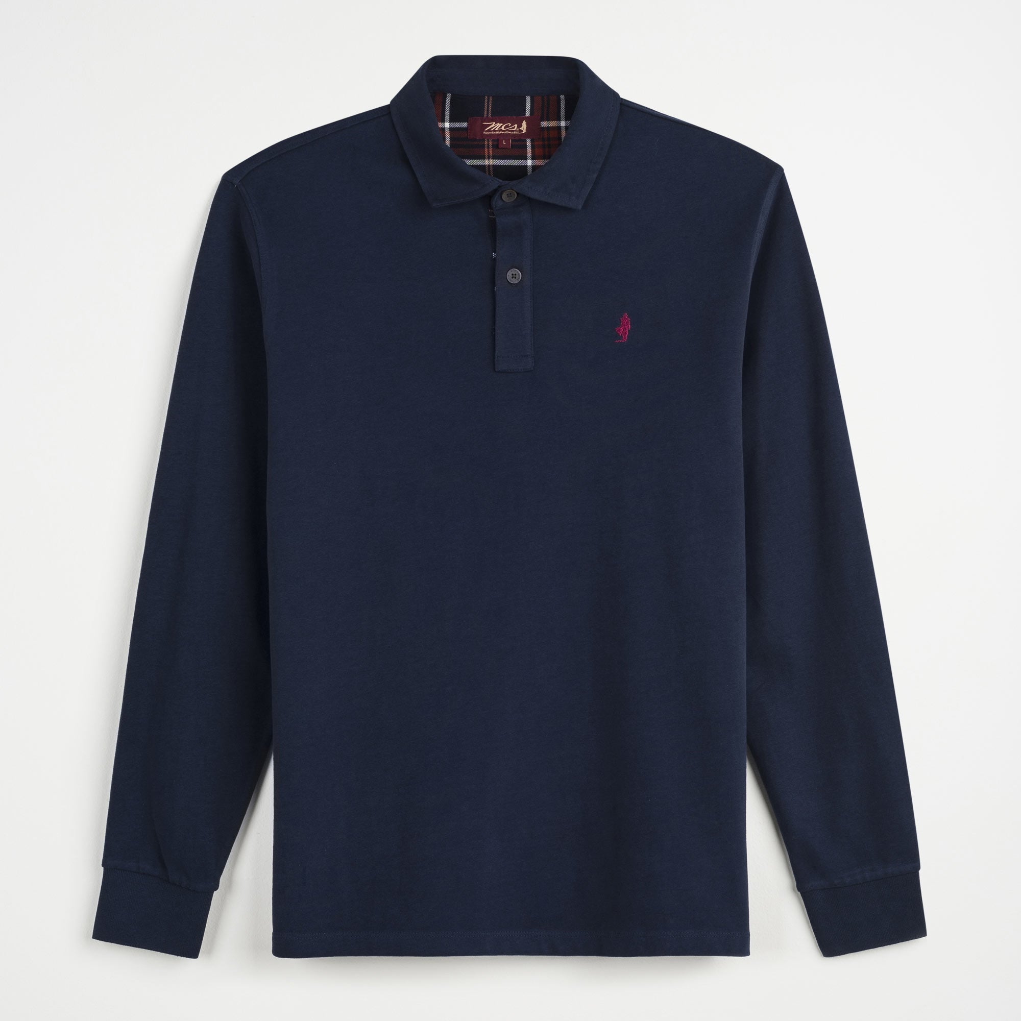 Long Sleeve Polo Shirt with Contrasting Collar