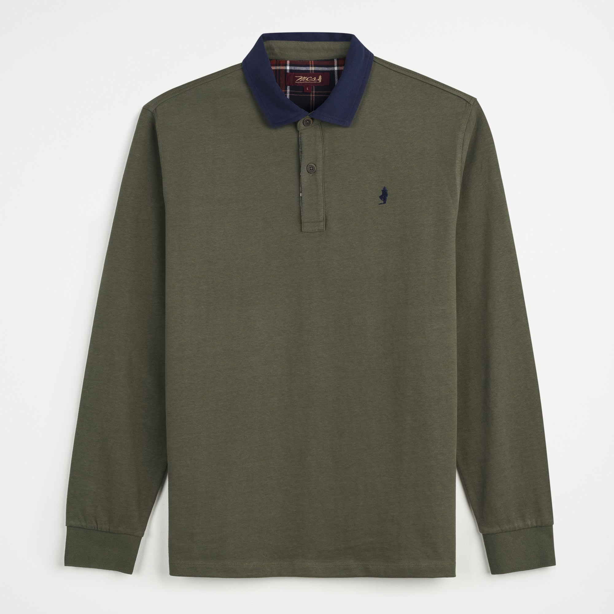 Long Sleeve Polo Shirt with Contrasting Collar