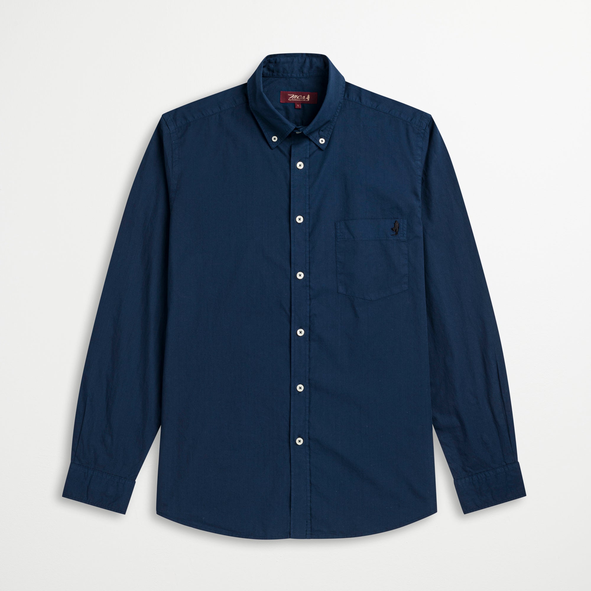 Camicia 100% Cotone Popeline con Taschino - Navy Blazer