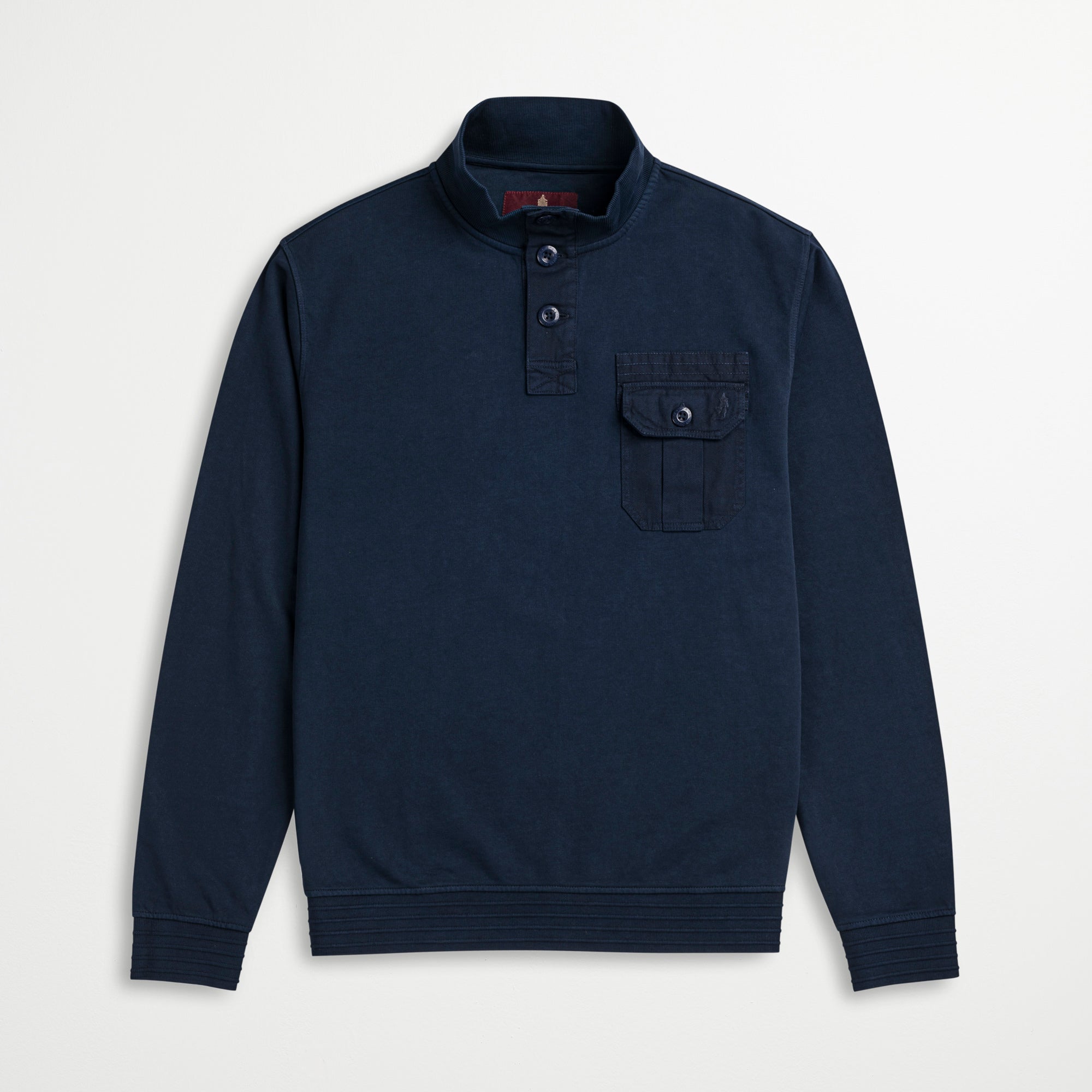 Felpa 100% Cotone Collo Alto con Taschino - Navy Blazer