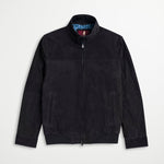 Giacca Bomber Harrington in Pelle Scamosciata - Navy Blazer