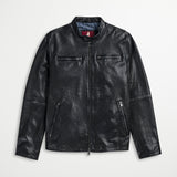 Giacca Biker in Pelle conciata al Vegetale - Black