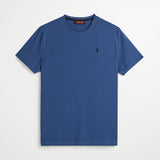 T-Shirt 100% Cotone Tinta Unita con Logo Ricamato - True Navy