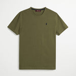 T-Shirt 100% Cotone Tinta Unita con Logo Ricamato - Burnt Olive