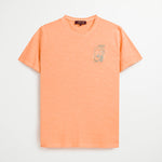 T-Shirt 100% Cotone Jersey Fiammato con Artwork - Peach Fuzz