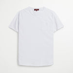 T-Shirt 100% Cotone Fiammato con Bordi Grezzi - White