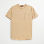 T-Shirt 100% Cotone Fiammato con Bordi Grezzi - Irish Cream