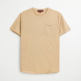 T-Shirt 100% Cotone Fiammato con Bordi Grezzi - Irish Cream