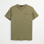 T-Shirt 100% Cotone Fiammato con Bordi Grezzi - Burnt Olive