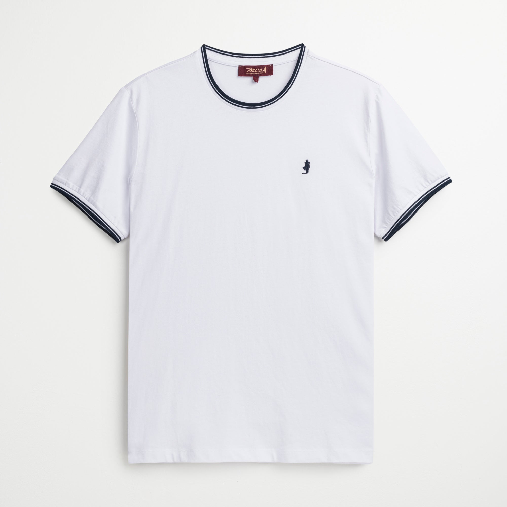 T-Shirt 100% Cotone con Costine a Righe - White