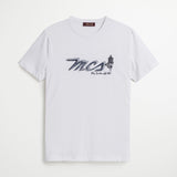 T-Shirt 100% Cotone con Stampa MCS sul Petto - White