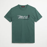 T-Shirt 100% Cotone con Stampa MCS sul Petto - Pine Green