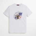 T-Shirt con Logo Stampato e Bandiera - White