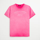 T-Shirt Grafica Tinta in Pigmento a Freddo - Magenta