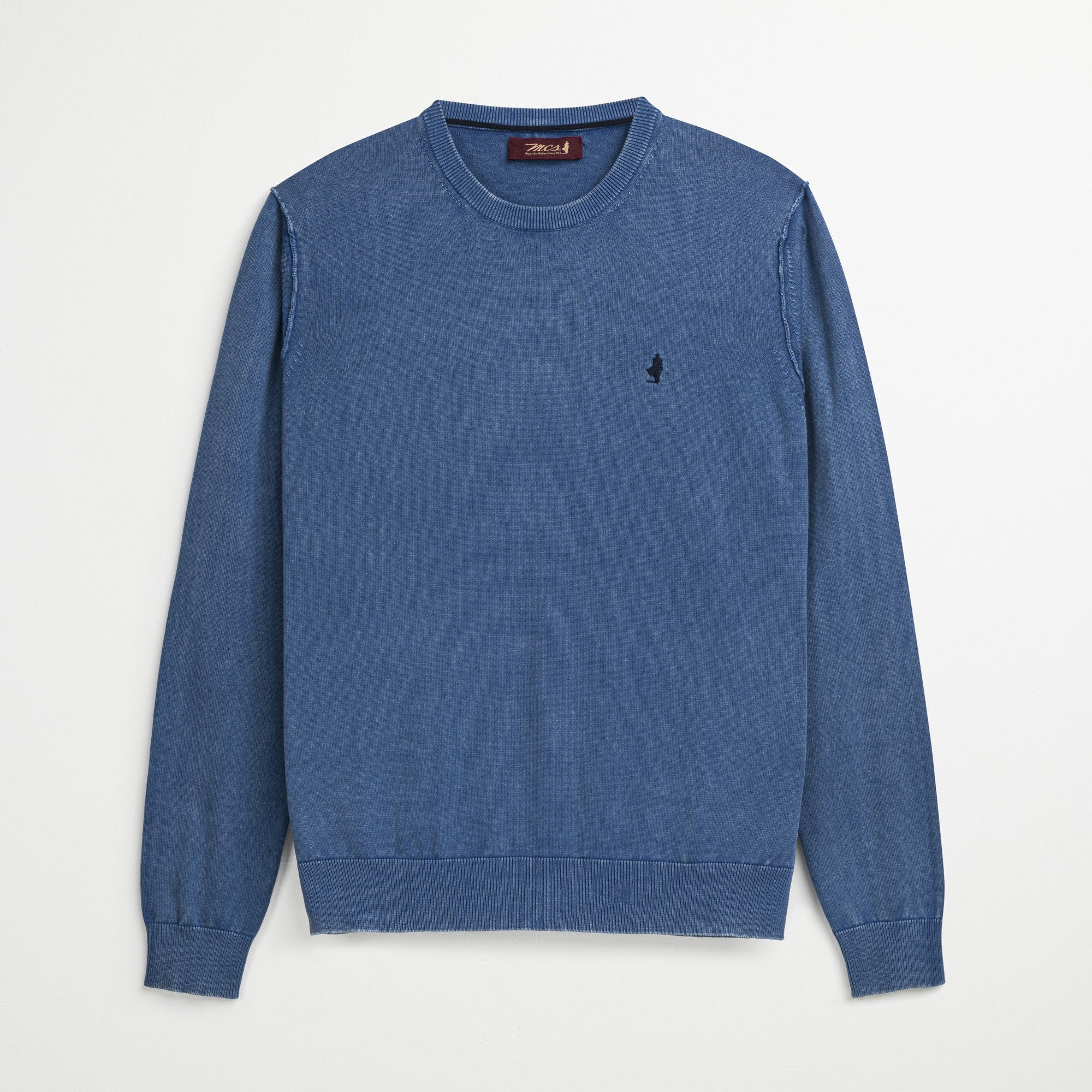 Maglione Girocollo 100% Cotone Tinto in Capo - True Navy