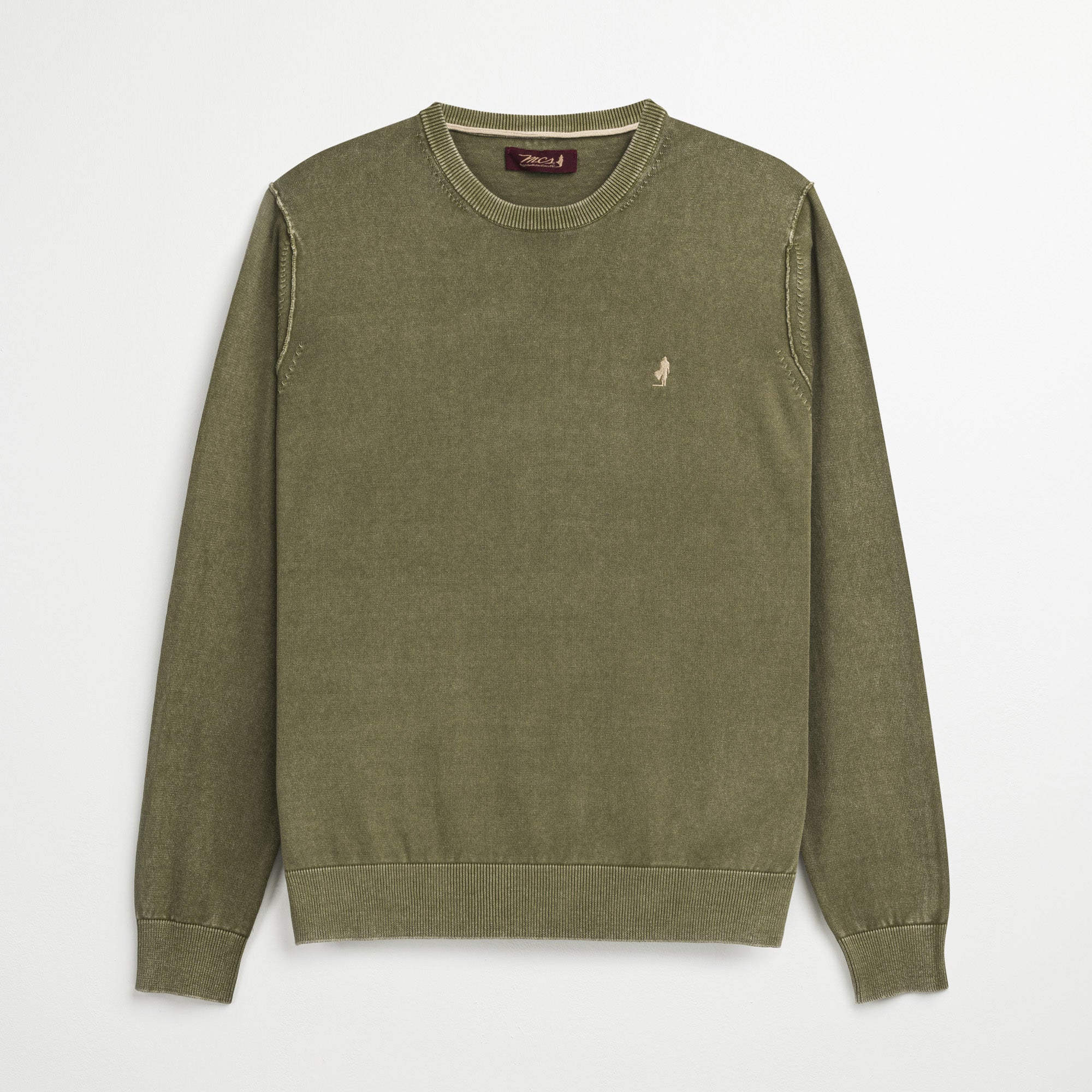 Maglione Girocollo 100% Cotone Tinto in Capo - Burnt Olive