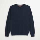 Maglione Girocollo 100% Cotone Piquet - Navy Blazer