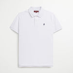 Polo 100% Cotone Tinta Unita con Logo Ricamato - White