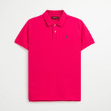 Polo 100% Cotone Tinta Unita con Logo Ricamato - Magenta