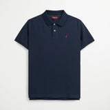 Polo 100% Cotone Tinta Unita con Logo Ricamato - Navy Blazer