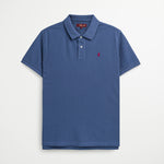 Polo 100% Cotone Tinta Unita con Logo Ricamato - True Navy