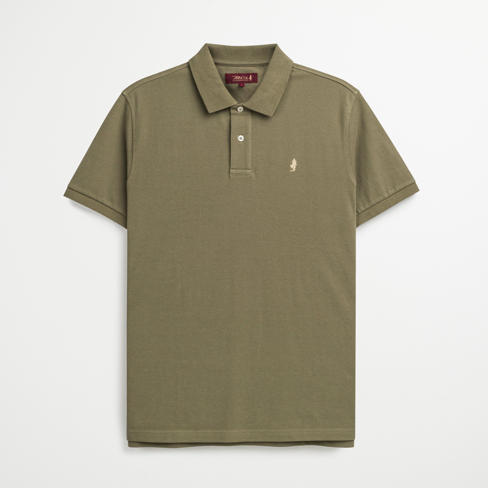 Polo 100% Cotone Tinta Unita con Logo Ricamato - Burnt Olive