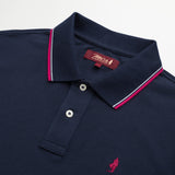 Stretch Cotton Polo with Striped Edges