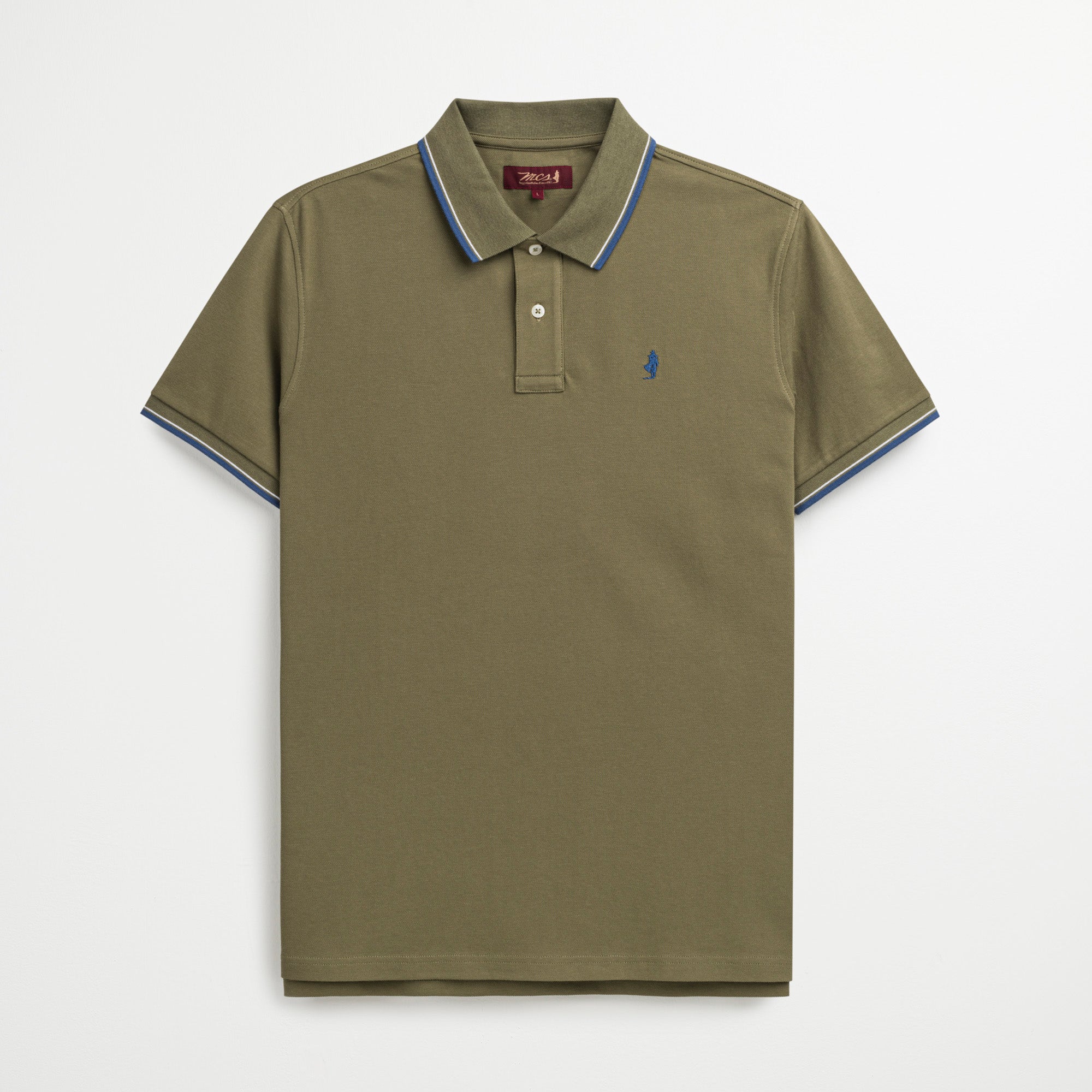 Polo Cotone Elasticizzato con Bordi Rigati - Burnt Olive