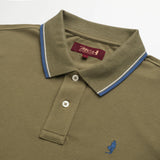 Stretch Cotton Polo with Striped Edges