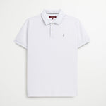 Polo 100% Cotone con Colletto Jacquard a contrasto - White