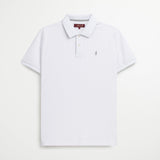 Polo 100% Cotone con Colletto Jacquard a contrasto - White