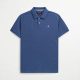 Polo 100% Cotone con Colletto Jacquard a contrasto - True Navy