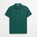 Polo 100% Cotone con Colletto Jacquard a contrasto - Pine Green