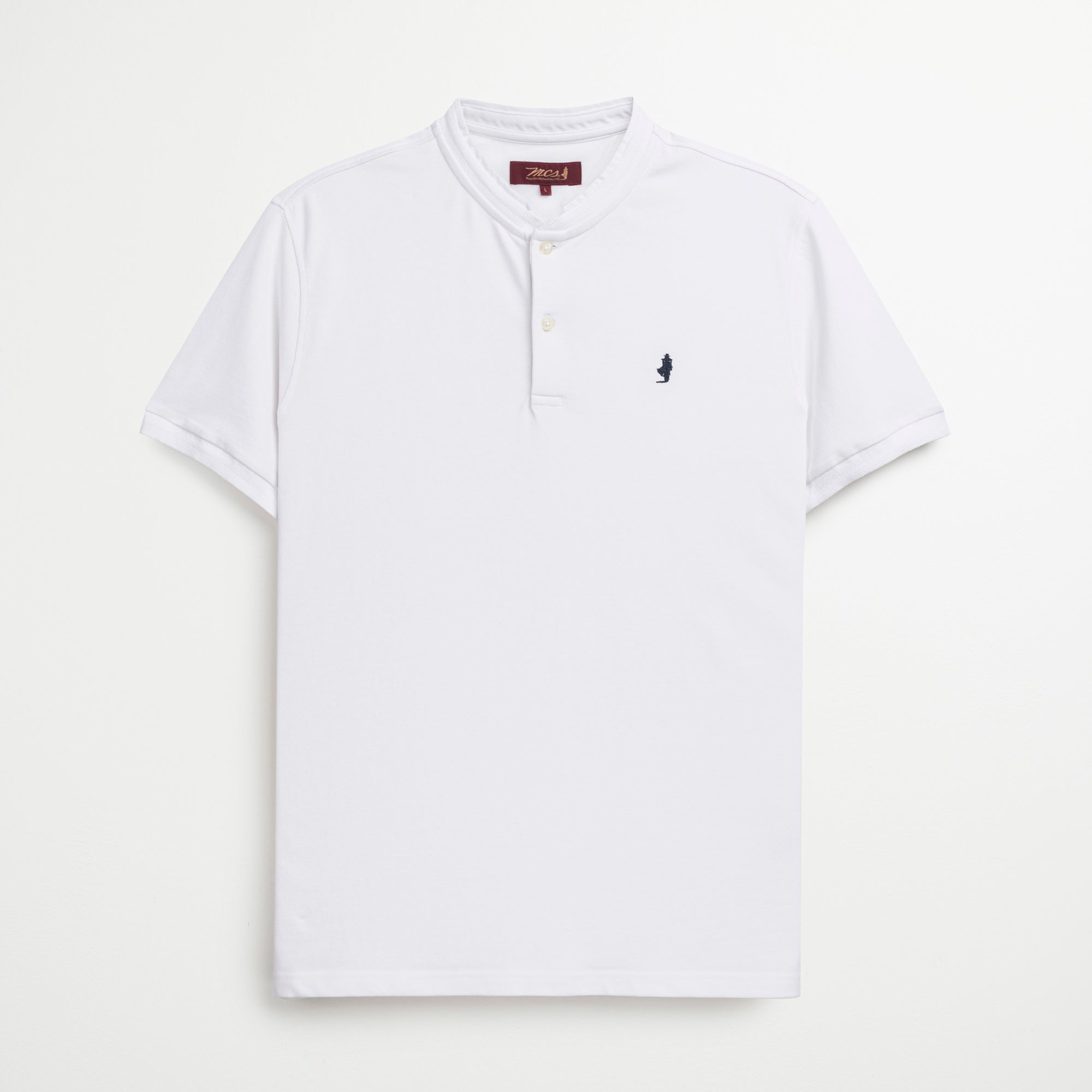 Polo Serafino in Cotone Elasticizzato - White