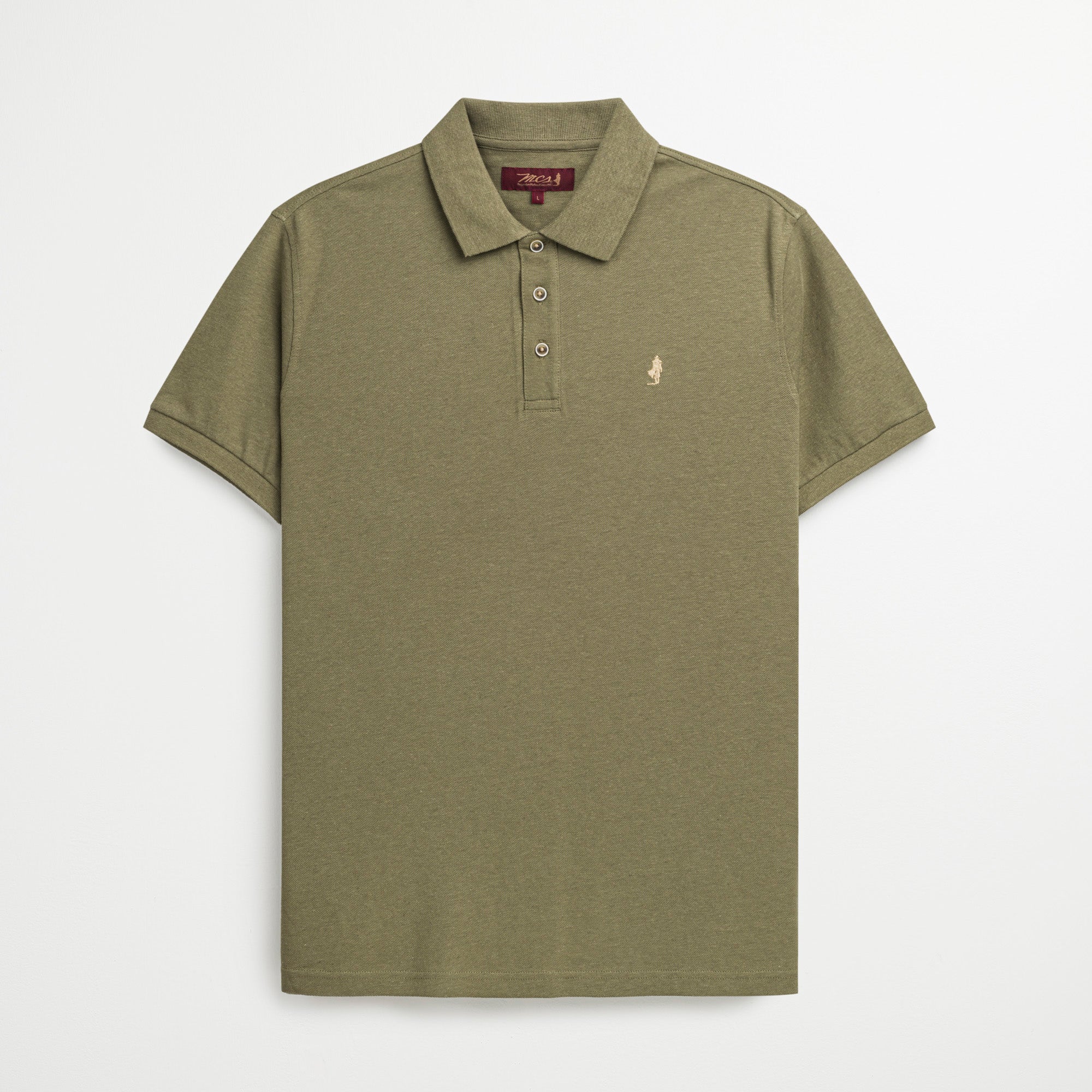 Polo in Piquet di Cotone e Lino - Burnt Olive