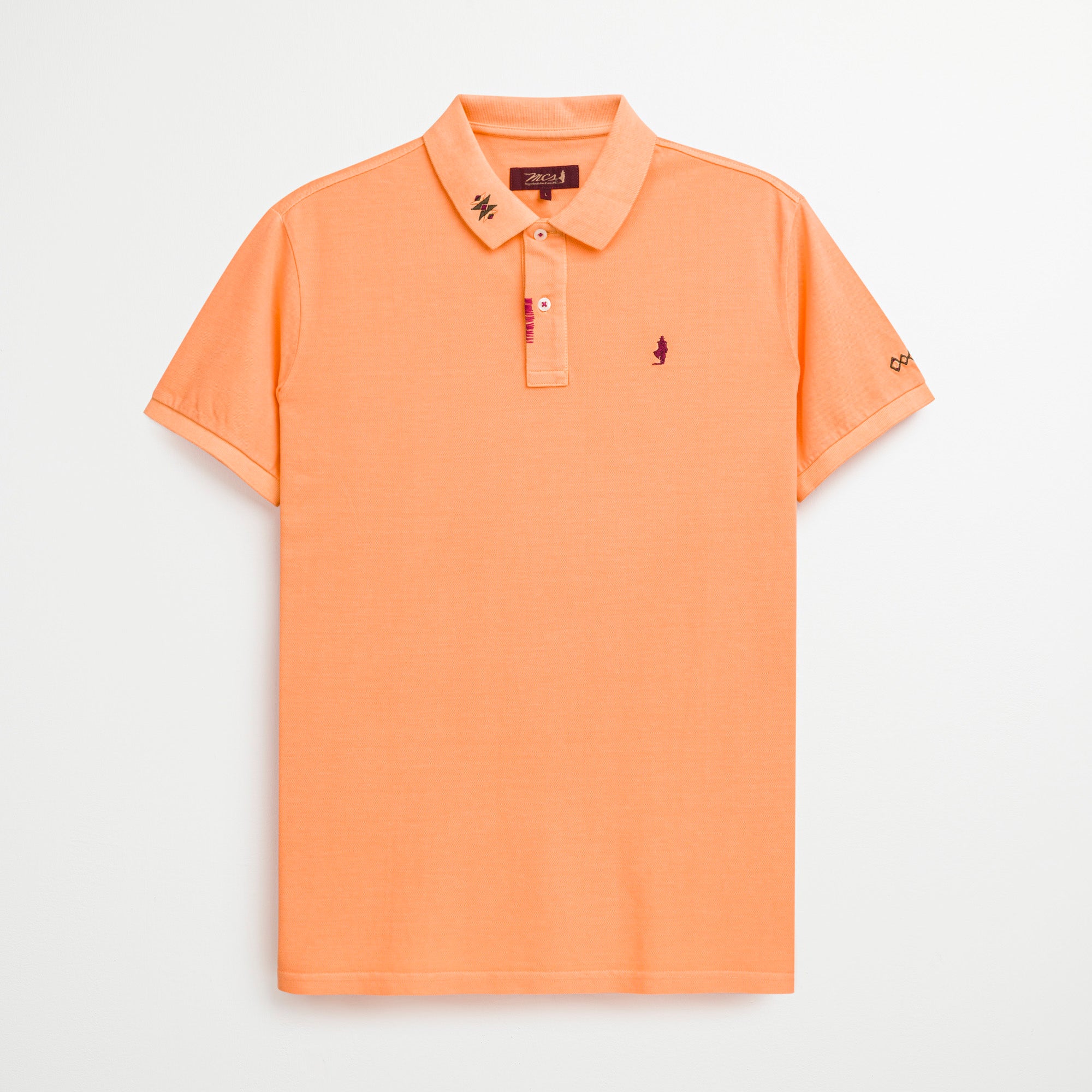 Polo 100% Cotone con Dettagli Ricamati - Peach Fuzz