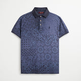 Polo in Piquet di Cotone Stampa Paisley - Navy Blazer