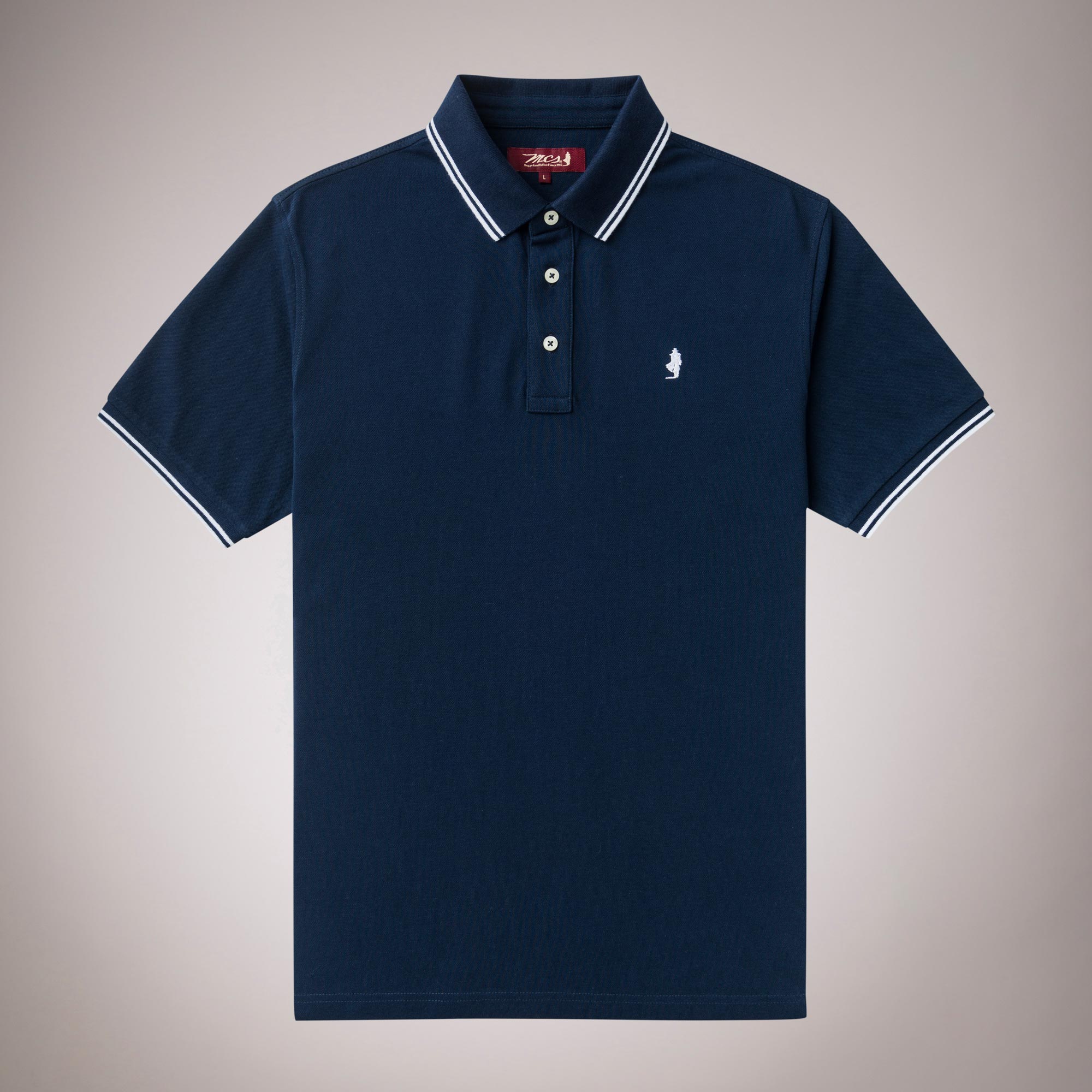 Plain Polo Shirt with Striped Edges 100% Cotton